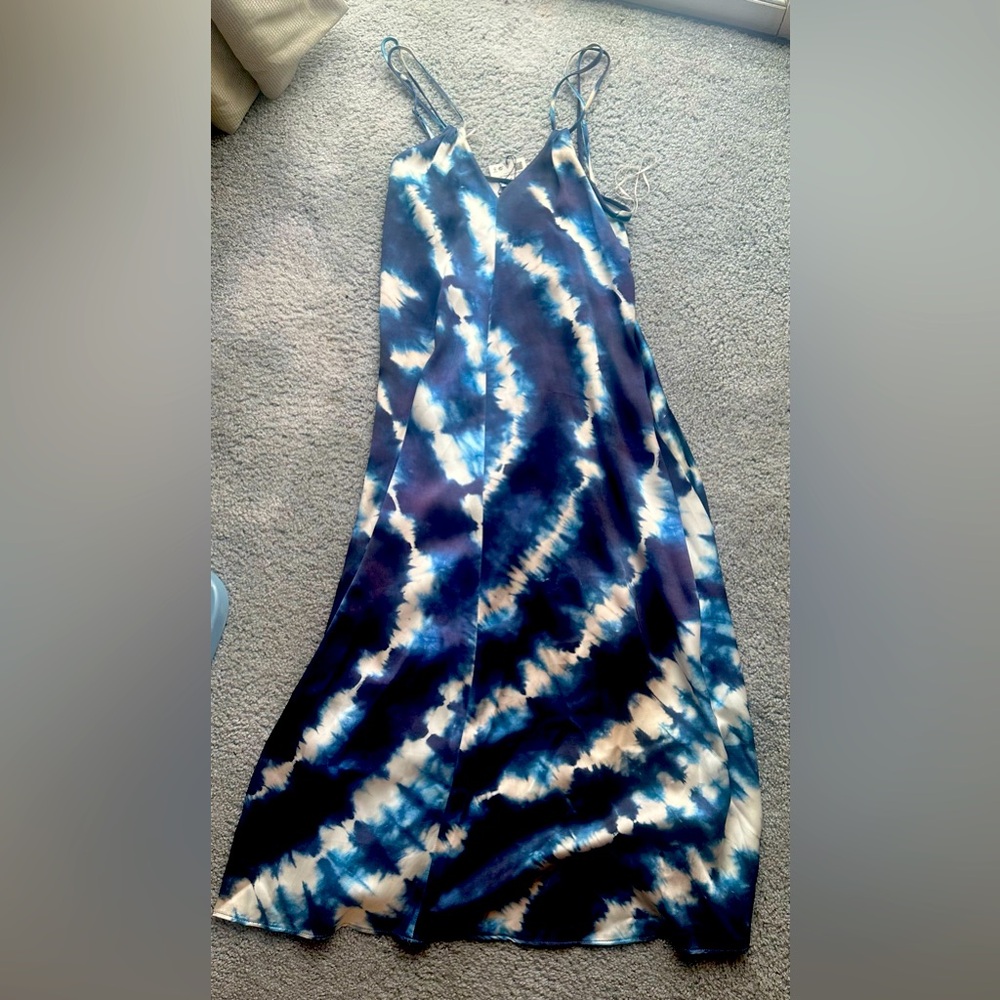 Zara Blue Tie-Dye Maxi Dress size m/l NWT